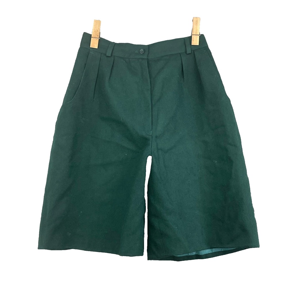 Vintage Blassport by Bill Blass Shorts Women 4 Green Pleated Retro Dark Academia
